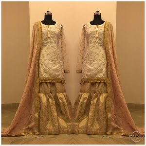 White and gold Gharara/ Sharara set